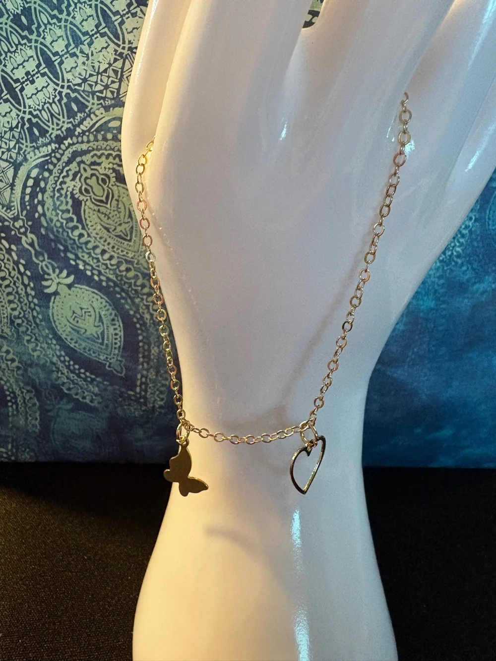 Delicate Gold Butterfly & Heart Charm Bracelet - Women Jewelry